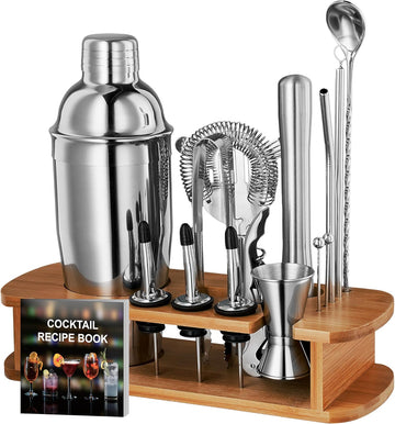 Cocktail Shaker Set - 17 Piece Stainless Steel Mixology Bartender Kit, Drink Martini Shaker, Home Bar Accessories