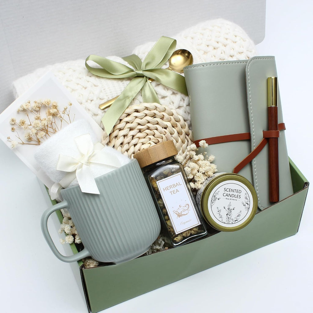 Sage Green Gift Box for Women,Self Care Birthday Relaxing Spa Set Get Well Soon Gifts for Christmas,Thinking of You