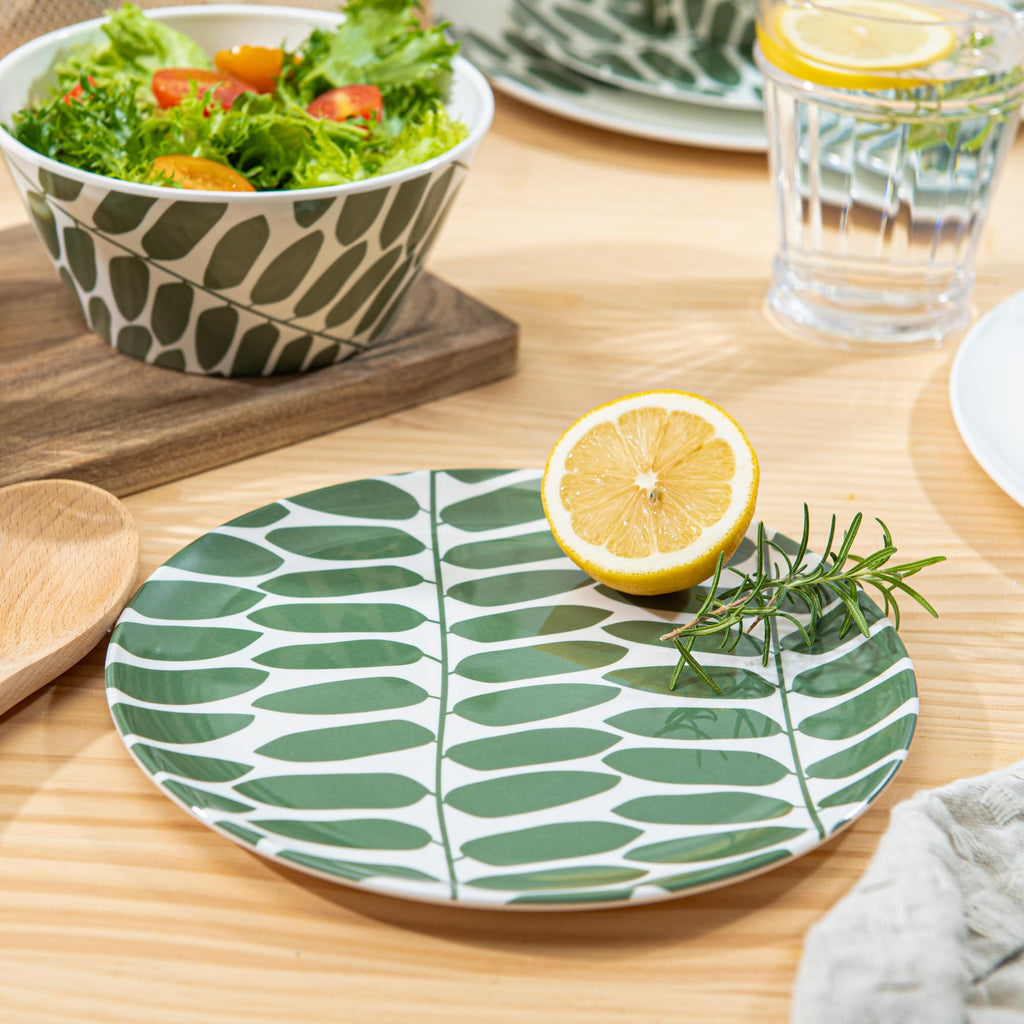 Melamine Dinnerware12 Piece Outdoor Indoor Set, Spidy Blue