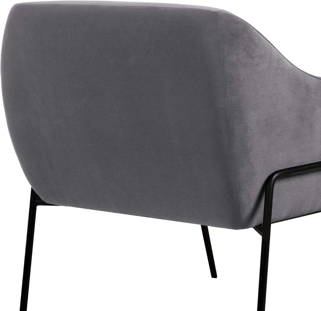 Karen Modern Velvet Upholstery Accent Chair, 44.1" W, Grey