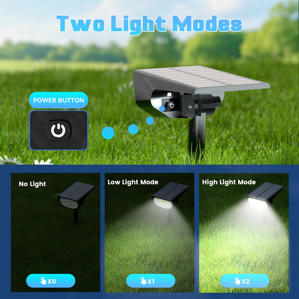 Solar Spot Lights Outdoor IP68 Waterproof, Ultra-Bright Performance, Simple Modes for Easier Operation, Auto