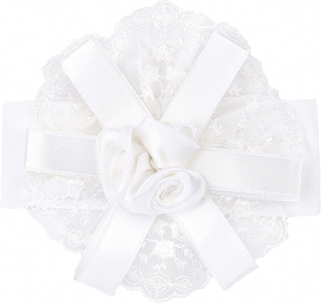Baby Girl Newborn Christening Baptism Lace White Dress Gown 4 Piece Deluxe Set
