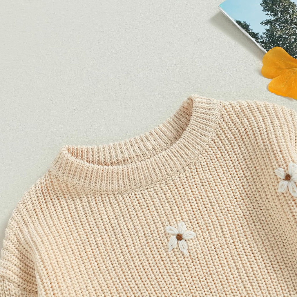 Baby Girl Winter Clothes Cute Flower Sweater Crewneck Pullover Long Sleeve Knit Newborn Infant Sweaters