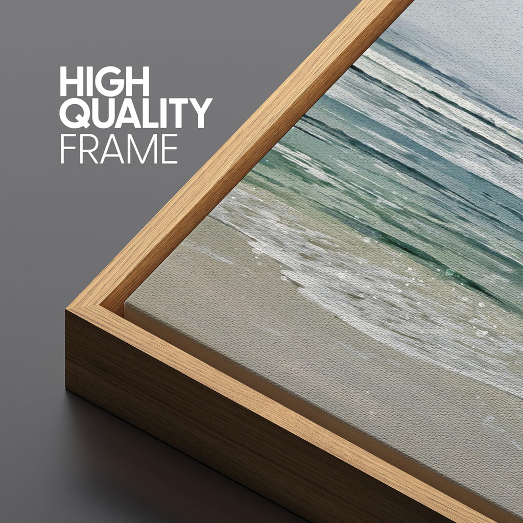 Large Framed Canvas Print Wall Art Tranquil Ocean Waves Coastal Seascape with Gentle Blue and Green Tones