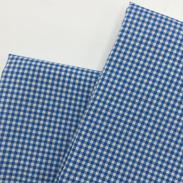 Blue and White Mini Gingham Fabric, Lightweight Polycotton 57" W x 36" L