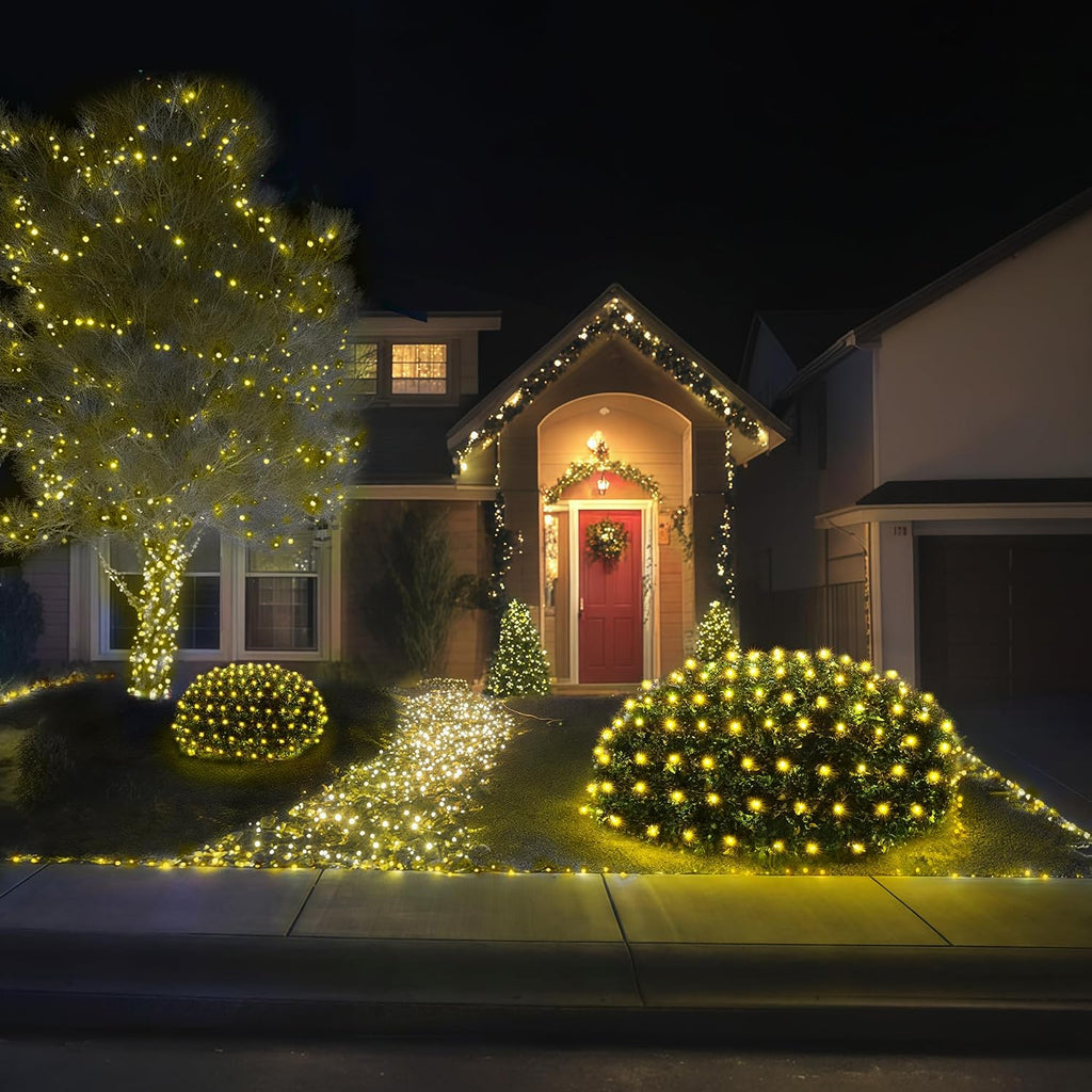 Christmas Lights Outdoor 360 LED 9.8ft x 6.6ft Christmas Net Lights with 8 Modes, UL Certified, Timer, Connectable