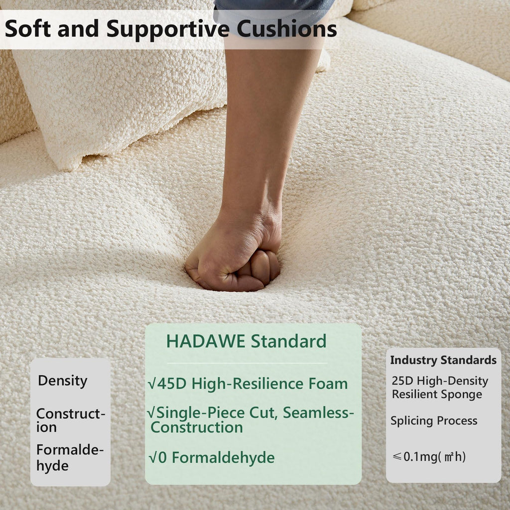 135"Cloud Sofas, Modern Curved Modular Sofa, Boucle Sectional Couches, Oversized Armless Lounge Sofa, Cozy Teddy