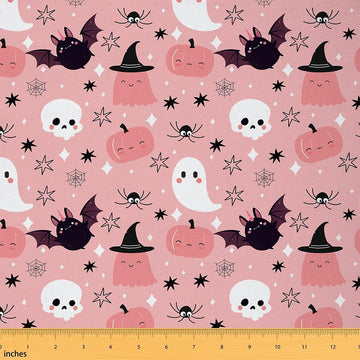 Halloween Theme Fabric by The Yard 3 Yards Cute Ghost Bat Soft Flannel Decorative Fabric Pumpkin Lantern Upholstery