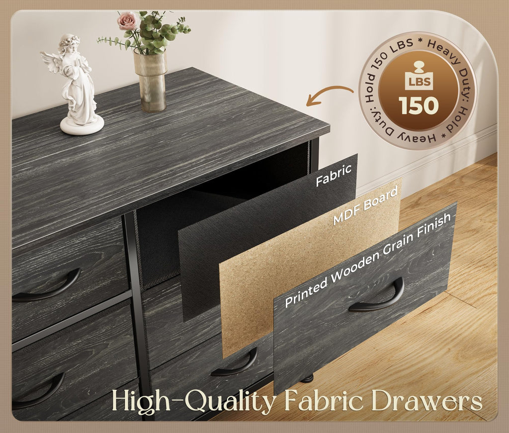 77.6" Long Dresser, 16 Drawer Fabric Dresser for Closet, Wide Chest of Drawers with Storage, TV Stand for 65, 75, 85