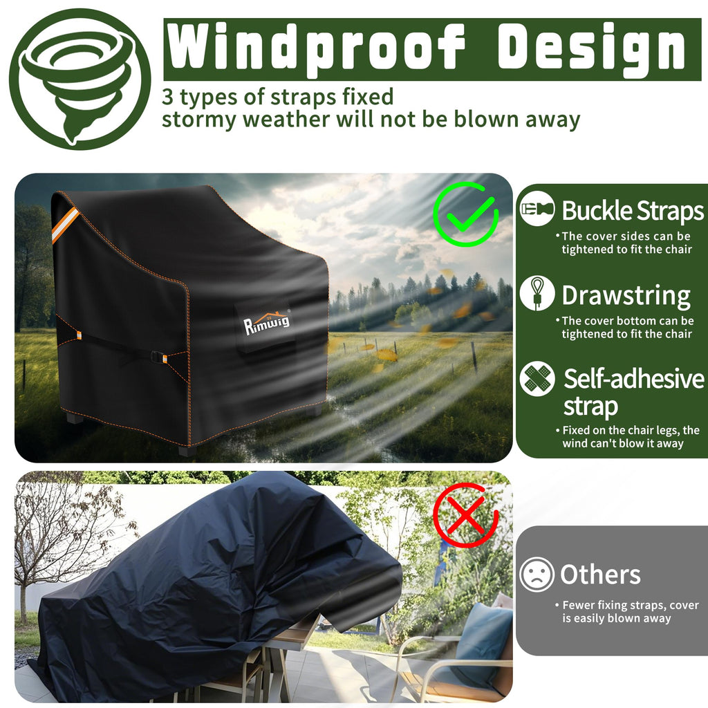 2 Pack, Waterproof Outdoor Furniture Covers, Heavy Duty Wicker Swivel Chair Covers for Garden Lawn 35" W x 38" D x31 H