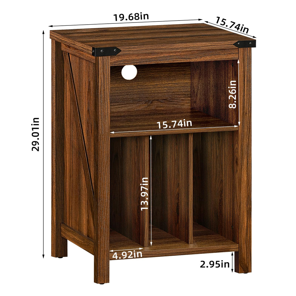 Record Player Stand with Vinyl Record Storage, Rustic Brown