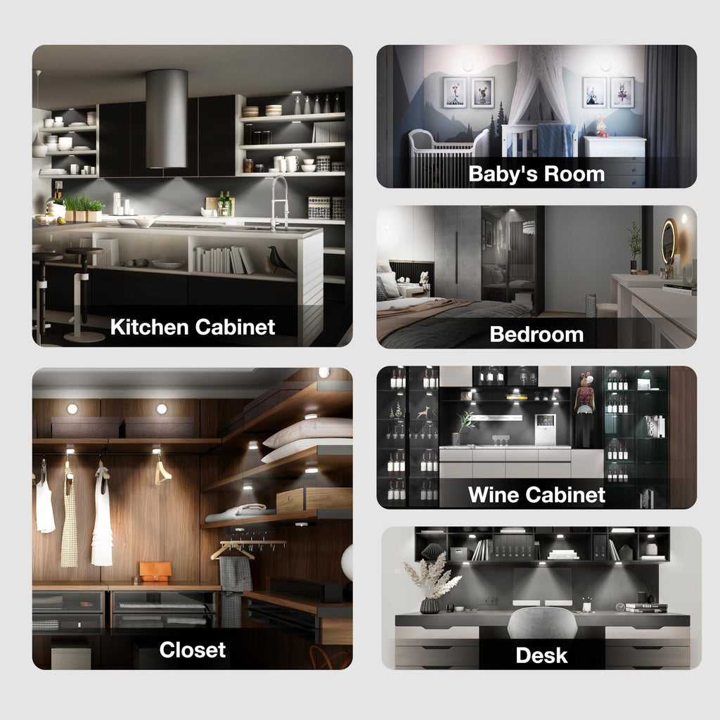 Puck Lights with Remote Control,1000mAh Rechargeable Under Cabinet Lighting,LED Closet Lights,3Pack Night