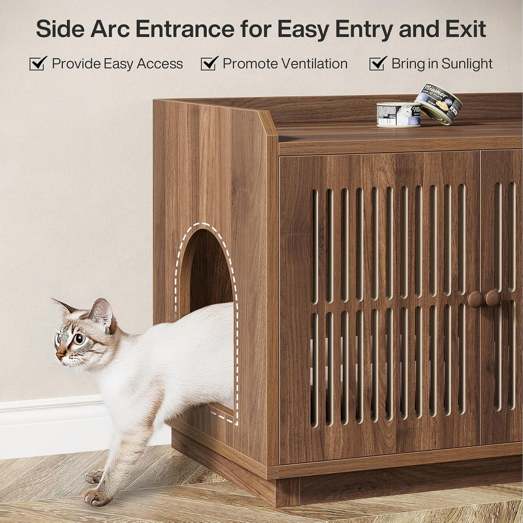2 Cats Litter Box Enclosure, Large Hidden Litter Box Furniture
