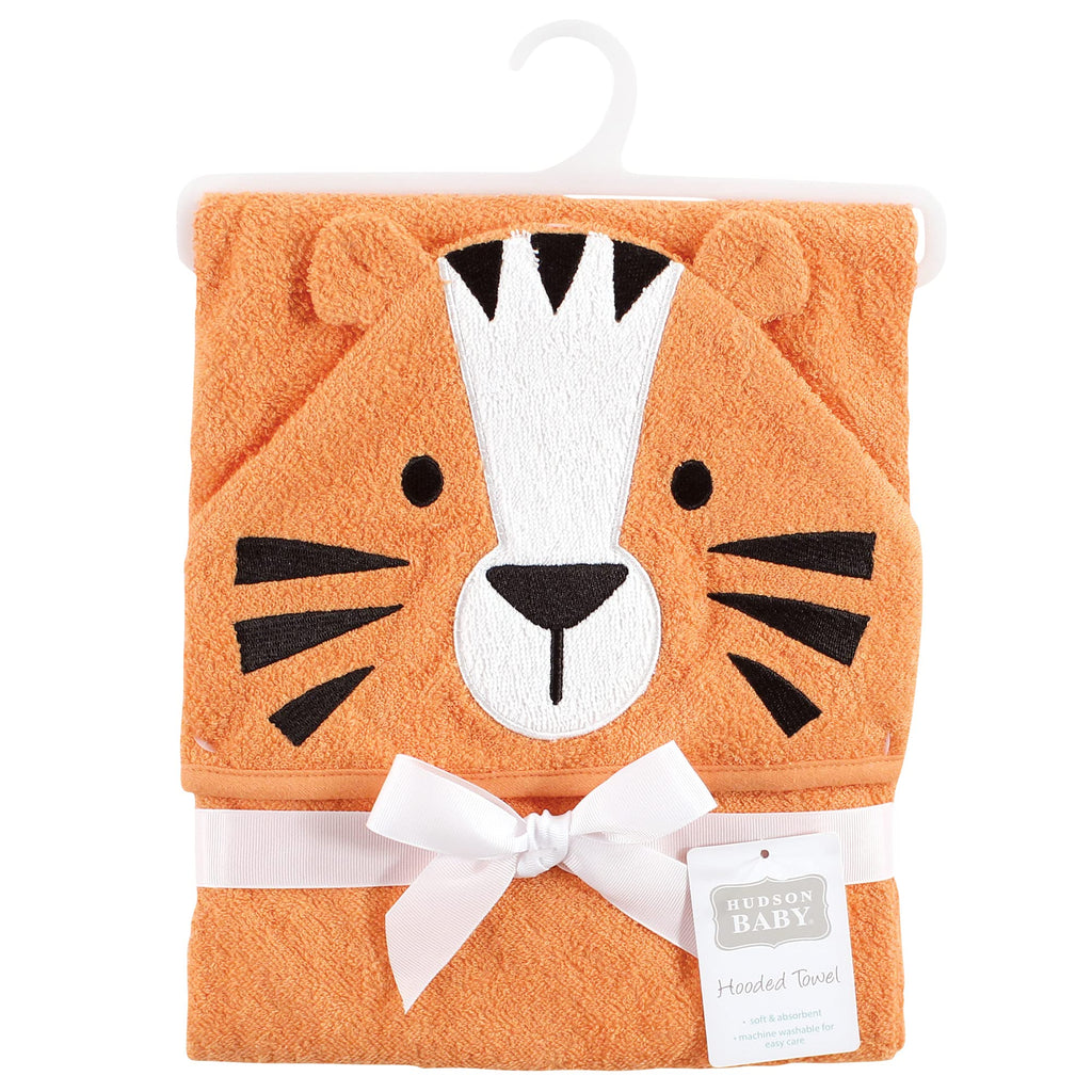 Unisex Baby Cotton Animal Face Hooded Towel, Tiger, One Size
