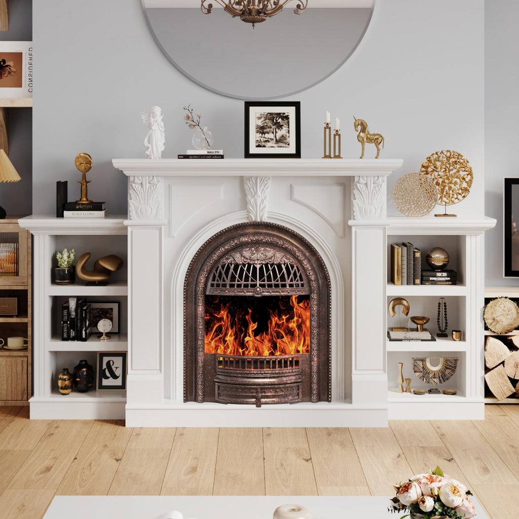 80" Birdcage Electric Fireplace TV Stand with Mantel