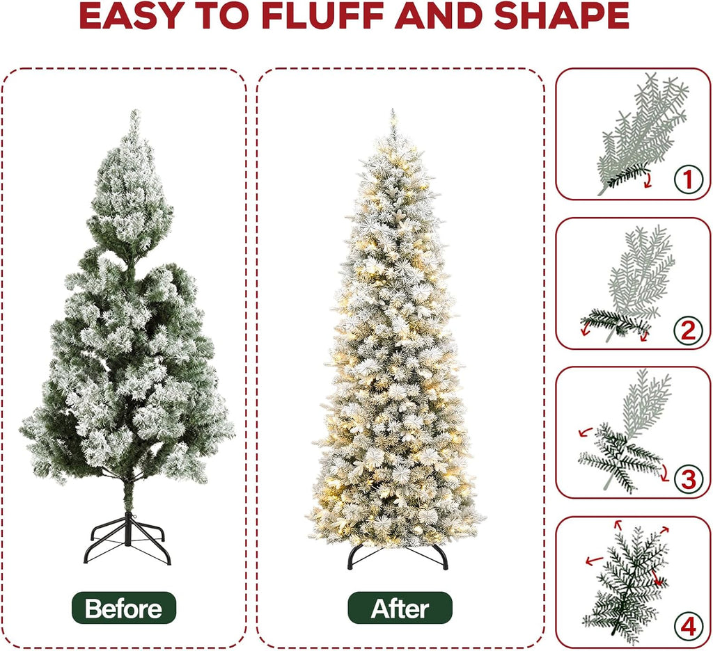 Prelit Pencil Christmas Tree with 200 Warm White LEDs