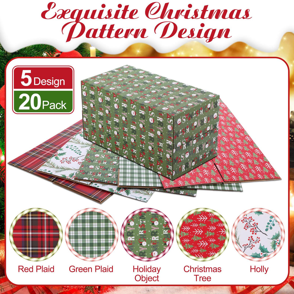 20 Pack 11.42 x 5.91 x 5.91 Inch Christmas Gift Shipping Boxes Corrugated Small Cardboard Boxes for Christmas Holiday