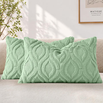 Christmas Soft Sage Green Throw Pillow Covers 12x20 Set of 2
