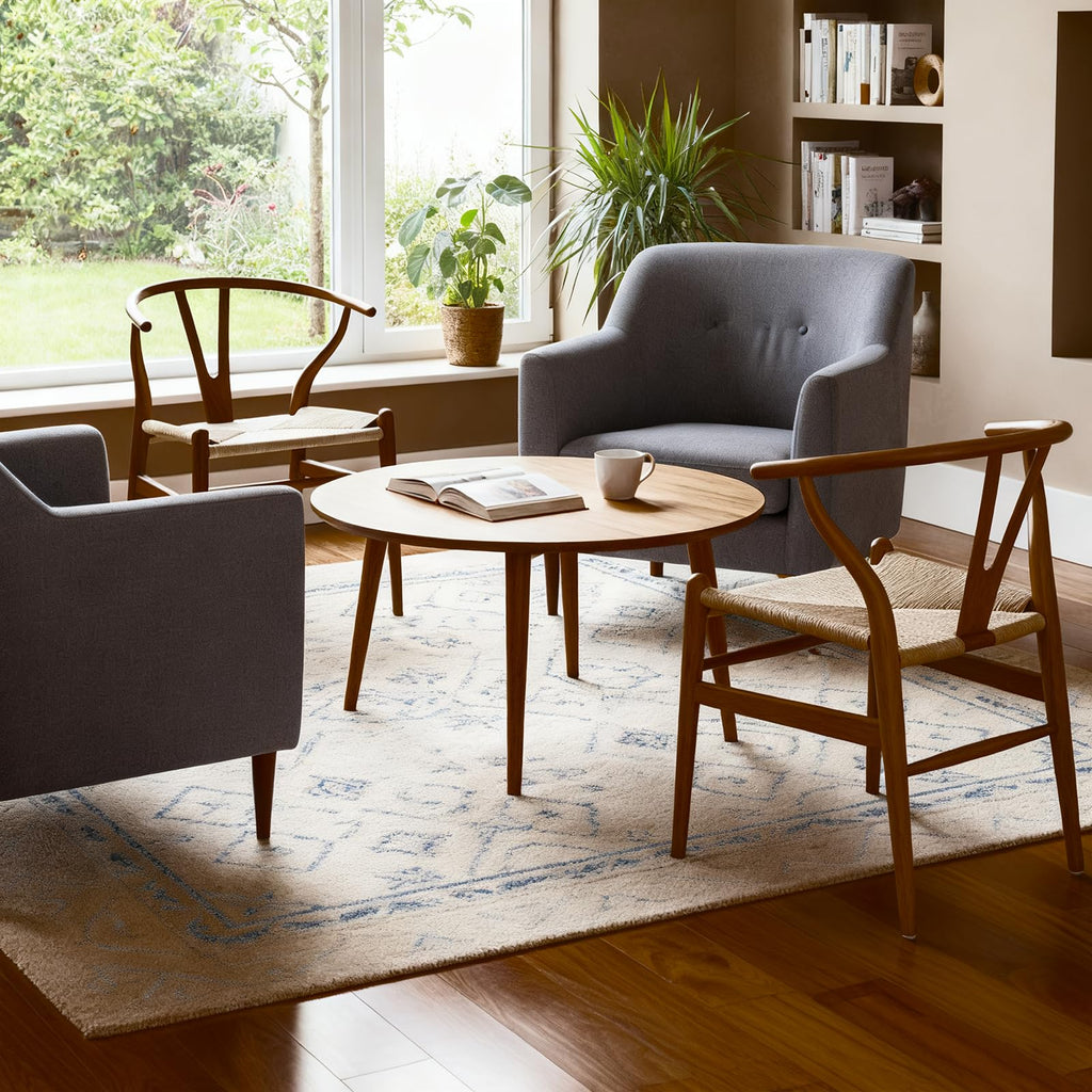 Wishbone Chairs Set of 4, Rattan Dining Chairs (Walnut)