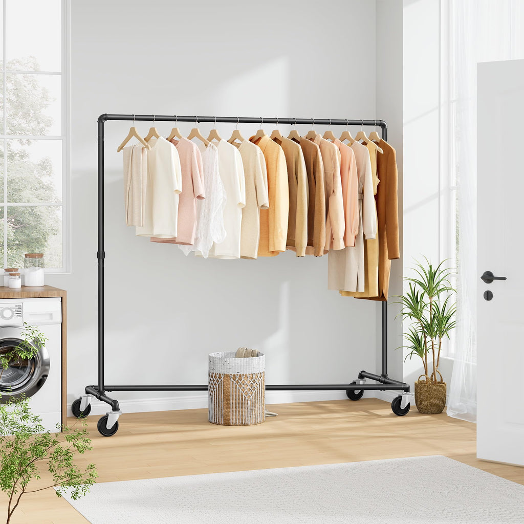 Black Z Racks for Clothing Heavy Duty 250LB, Z Rolling Garment Rack