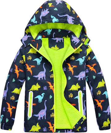 Boys Rain Jacket Raincoat for Boys Rain Coat Kids Rain Jacket Lightweight Hooded Fleece Lined Windbreaker