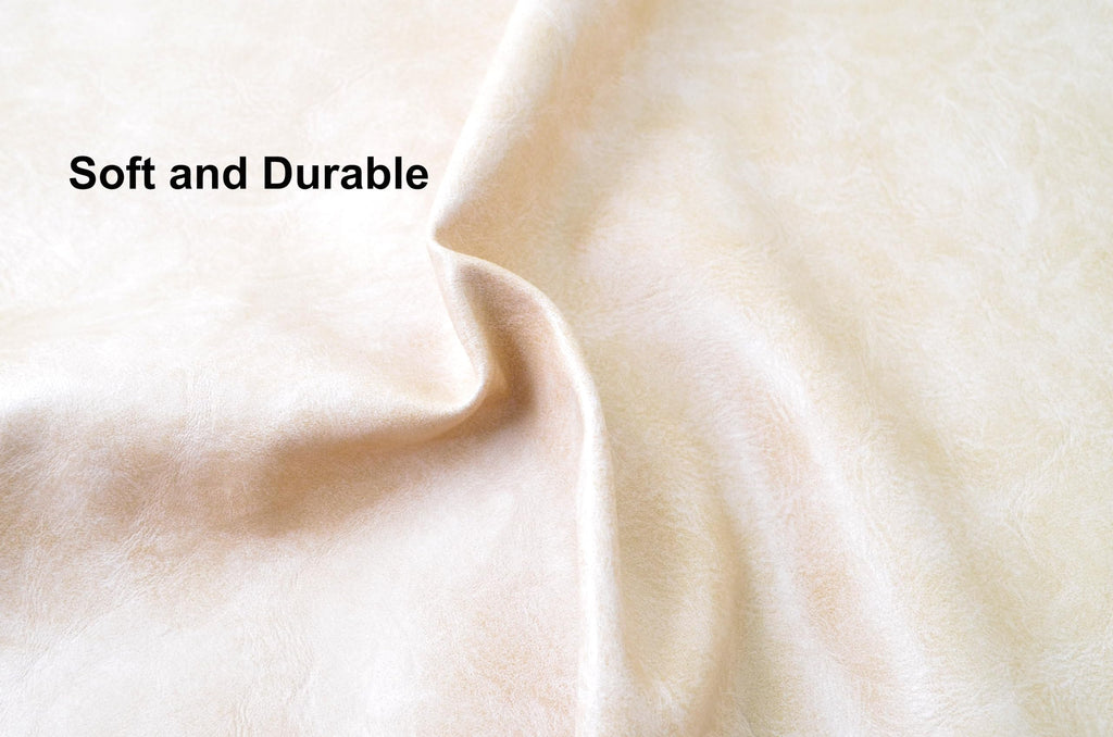 5 Yards 54" x 180" Distressed Crazy Horse Soft Faux Leather Fabric Hot Cream Fake Leather Fabric Upholstery Vinyl for