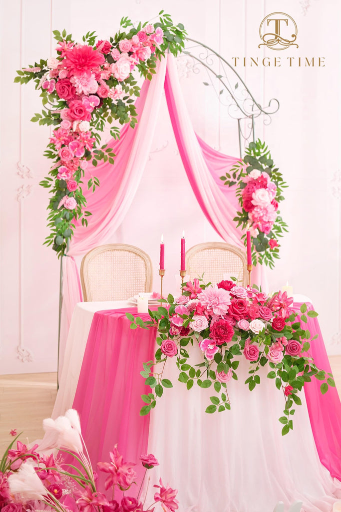 Artificial Sweetheart Flower Swag with Table Cloth and Table Runner, Pack of 3 Floral Arrangement for Wedding