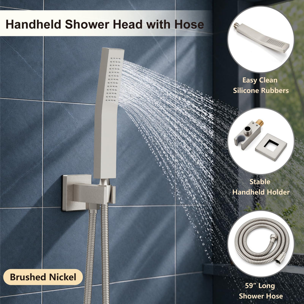 Shower Faucet Set with Handheld Sprayer,8 Inch,Brushed Nickel