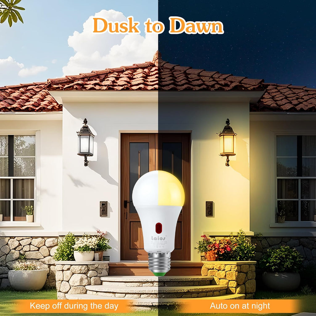 Dusk to Dawn Sensor E26 Light Bulb, 7W LED Outdoor Photocell Lighting Bulb, 1200lm Equivalent 60W,Daylight(5000K)