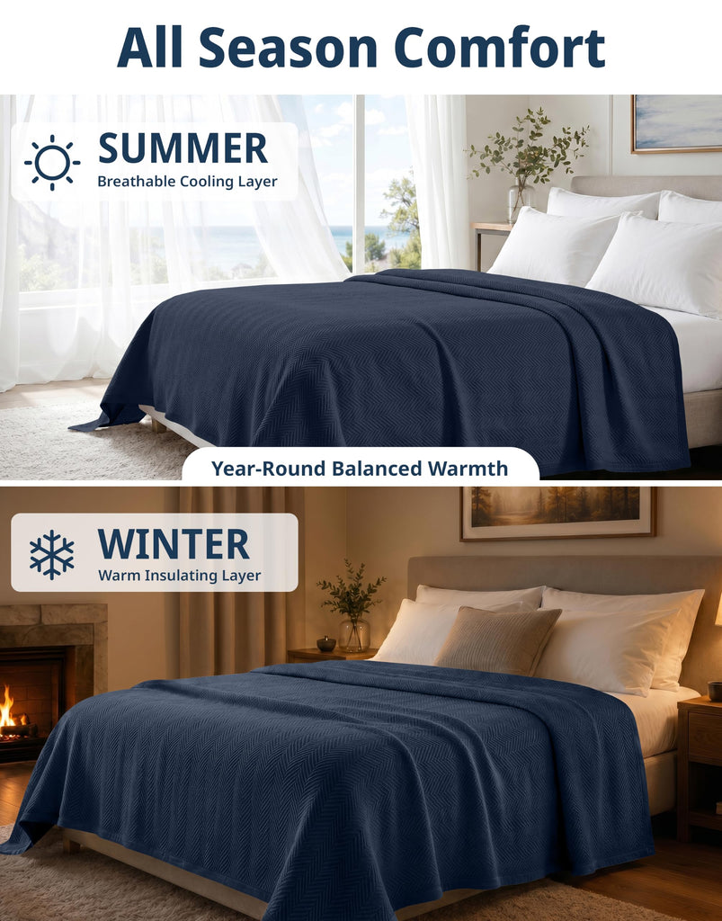 Soft Blanket, 350 GSM 100% Cotton Medium Weight