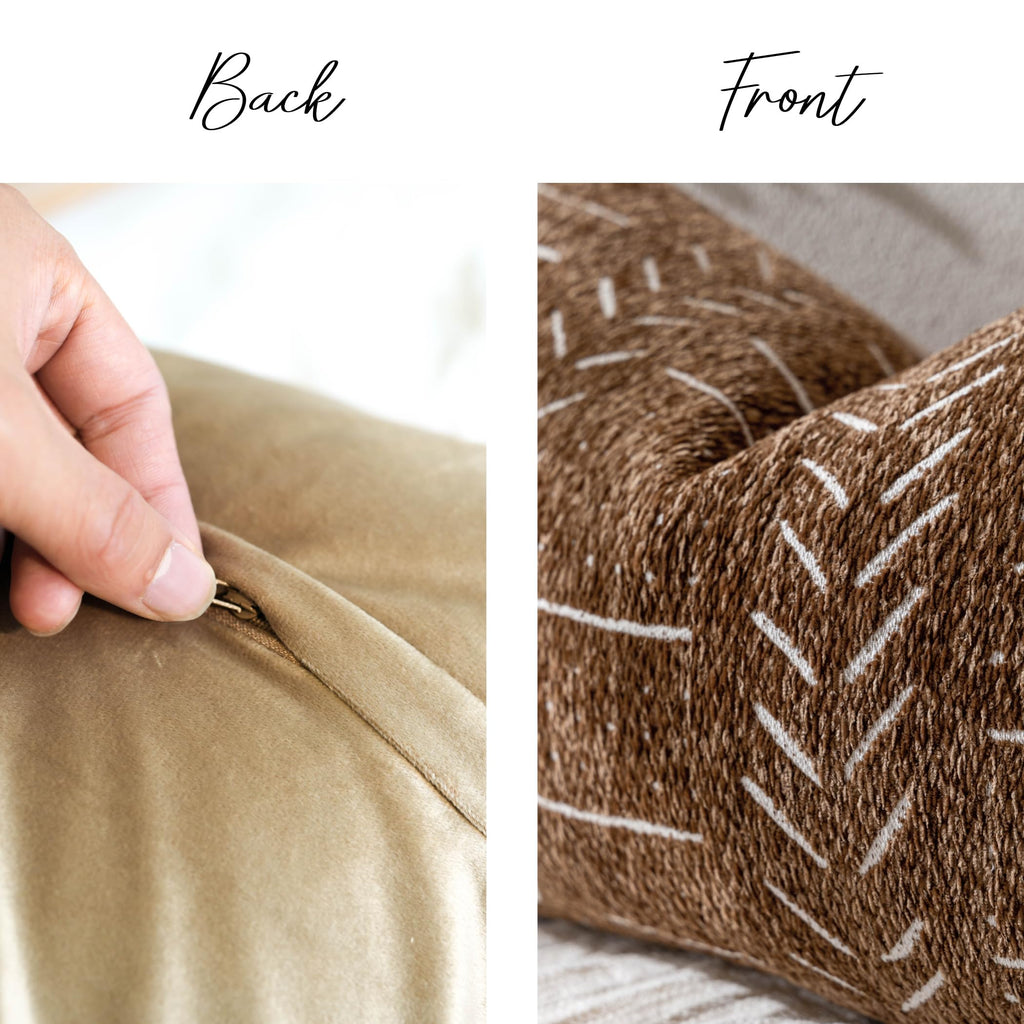 Decorative Throw Pillow Covers 18X18 Set of 2, Brown Boho Farmhouse Cushion Cover, Cozy Soft Accent Pillowcase for
