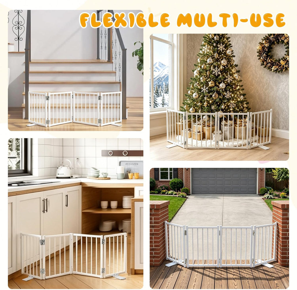 Free Standing Small Dog Gate Indoor, Short Foldable Dog Gate for Stairs