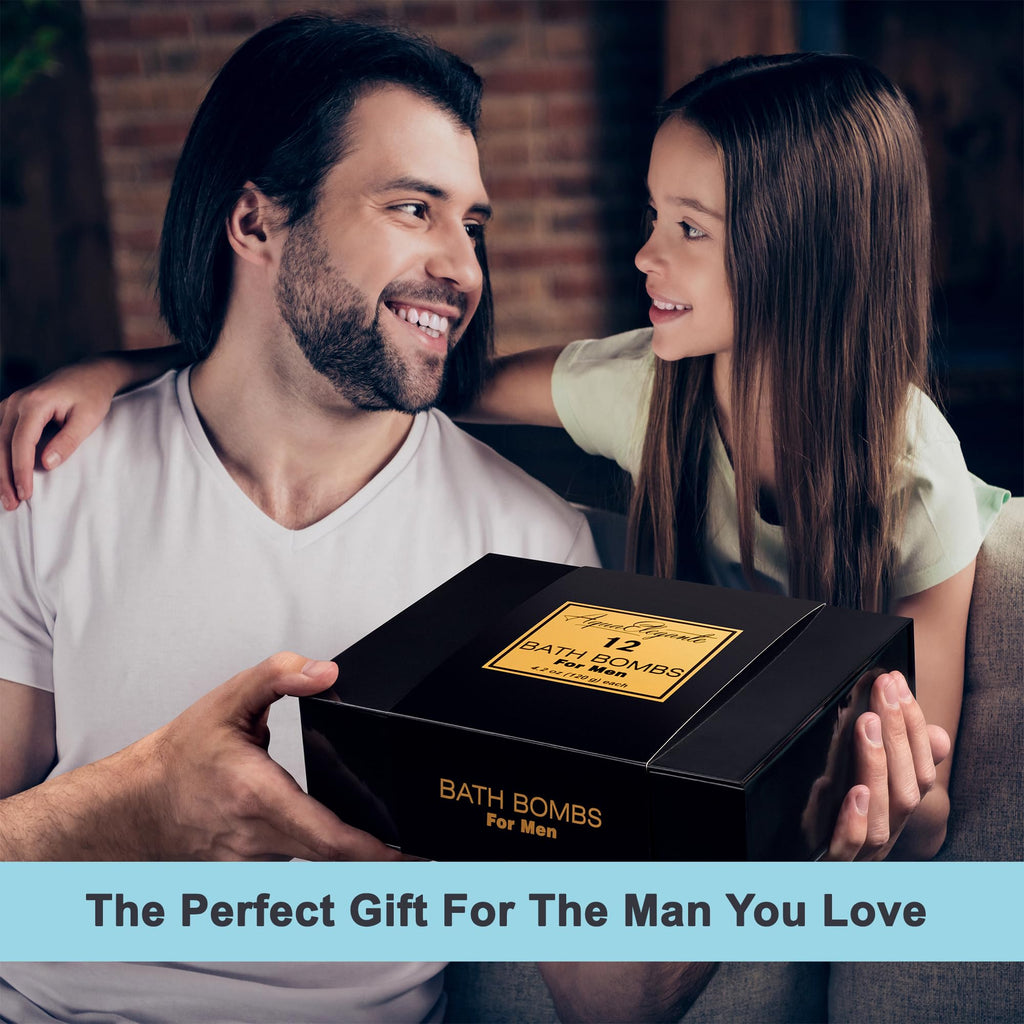 Luxury Bath Bombs for Men - Gift Set of 12 Large Bathbombs