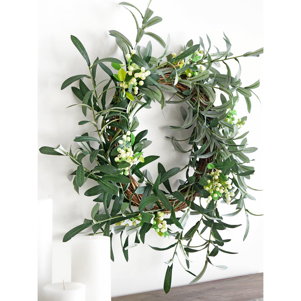 Artificial Olive Branches, 6 Gray-Green 30 Inch Faux Olive Stems with Bendable Wire for Vases & Centerpieces