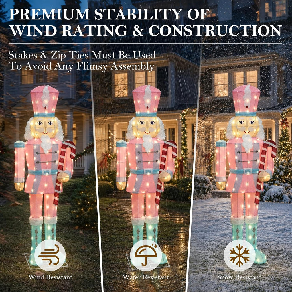 5FT Large Lighted Nutcracker Christmas Decoration Outdoor Pink