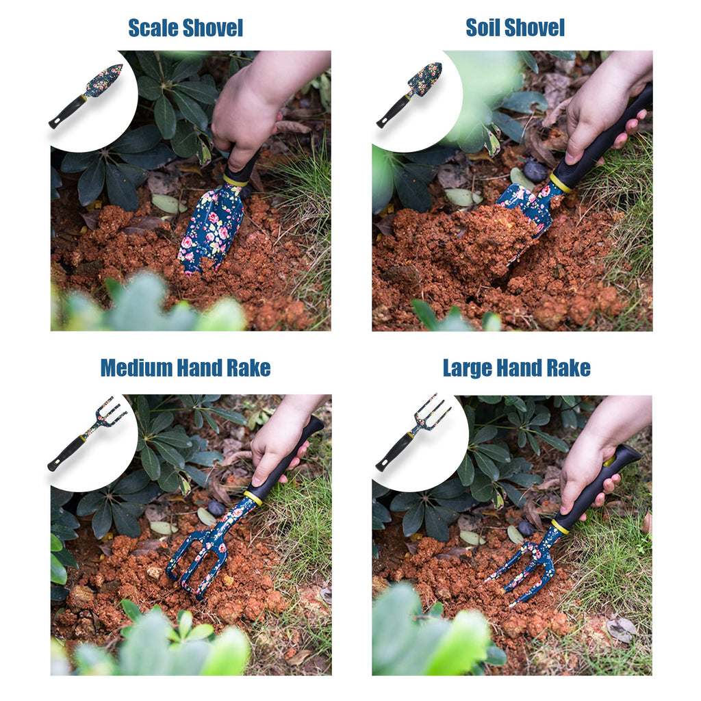 Garden Tool Set, 25Pcs Heavy Duty Floral Garden Tools, Aluminum Rust-Proof Gardening Kit with Garden Shovel, Trowel