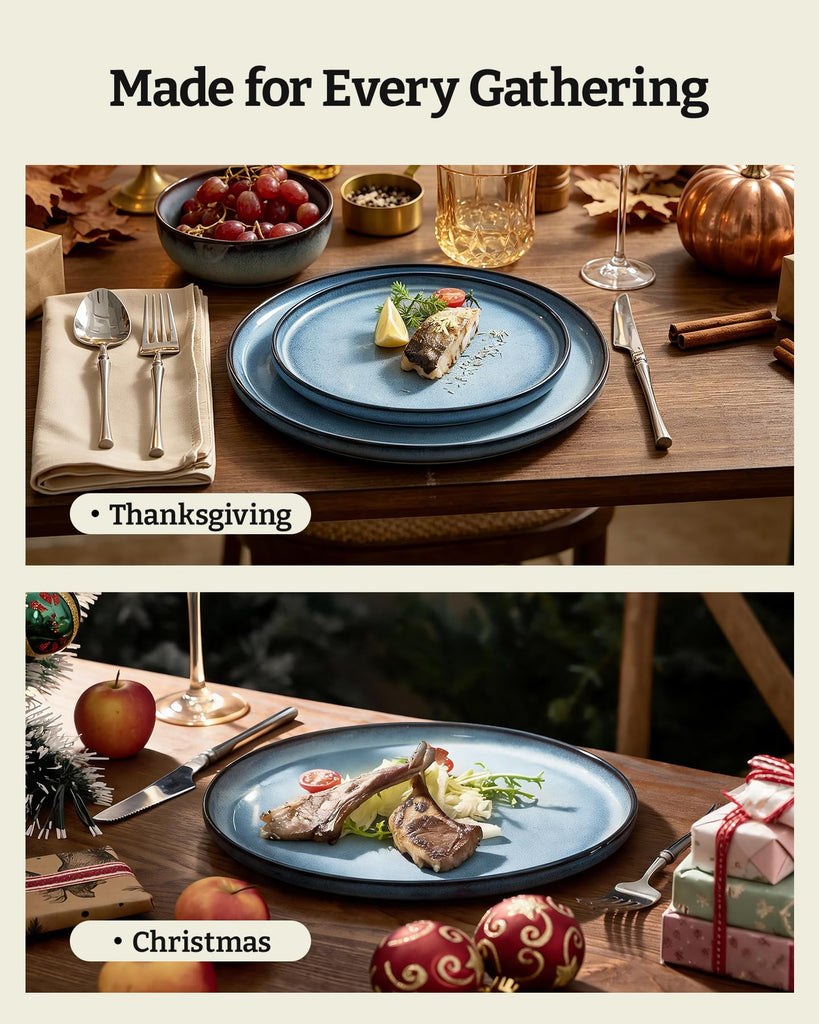 Milkyway 18-Piece Stoneware Dinnerware Set, Dusty Blue