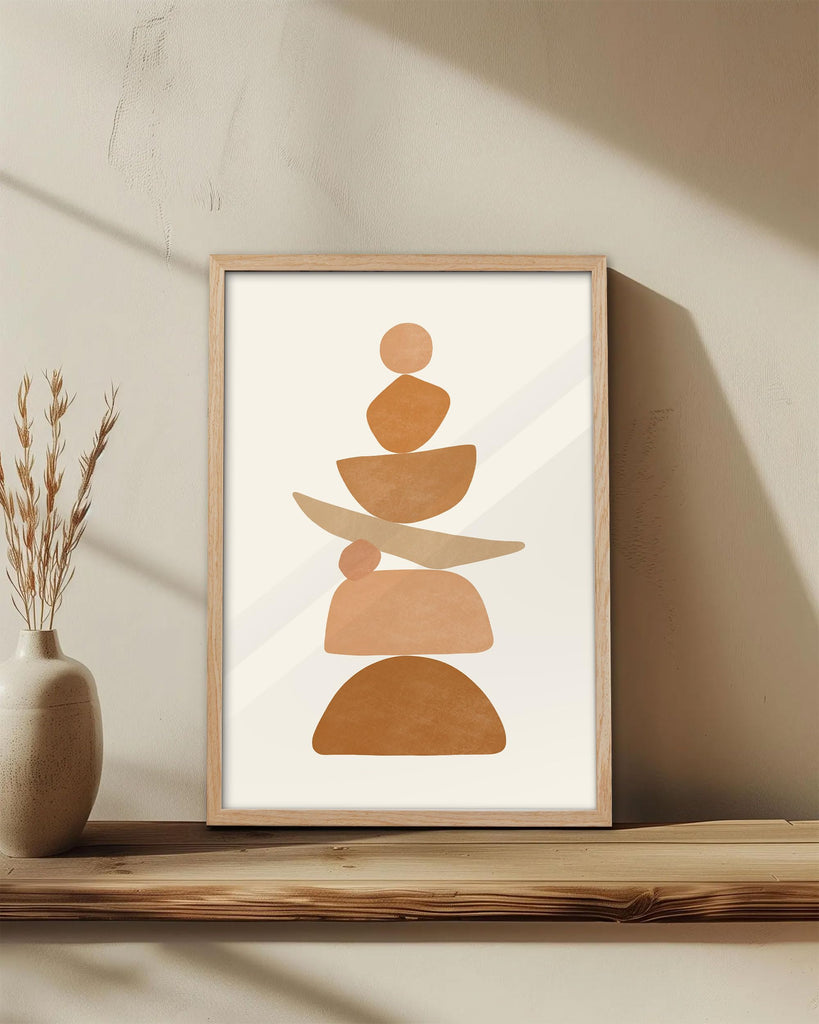 16x20 Oak Framed Beige Boho Christian Abstract Wall Art
