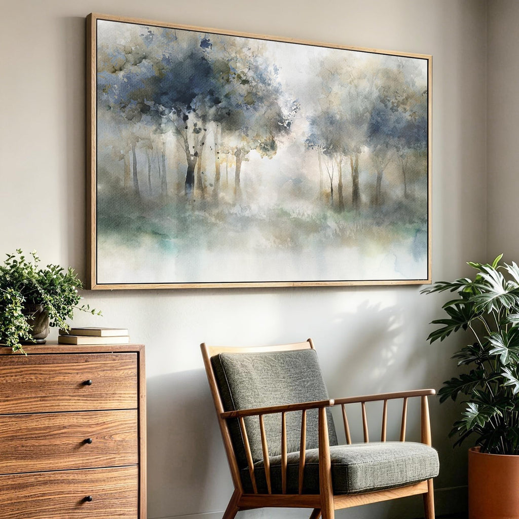 Large Framed Abstract Nature Landscape Wall Art, 32x48 in