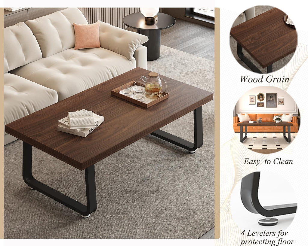 39" Wood Rectangle Coffee Table, Walnut