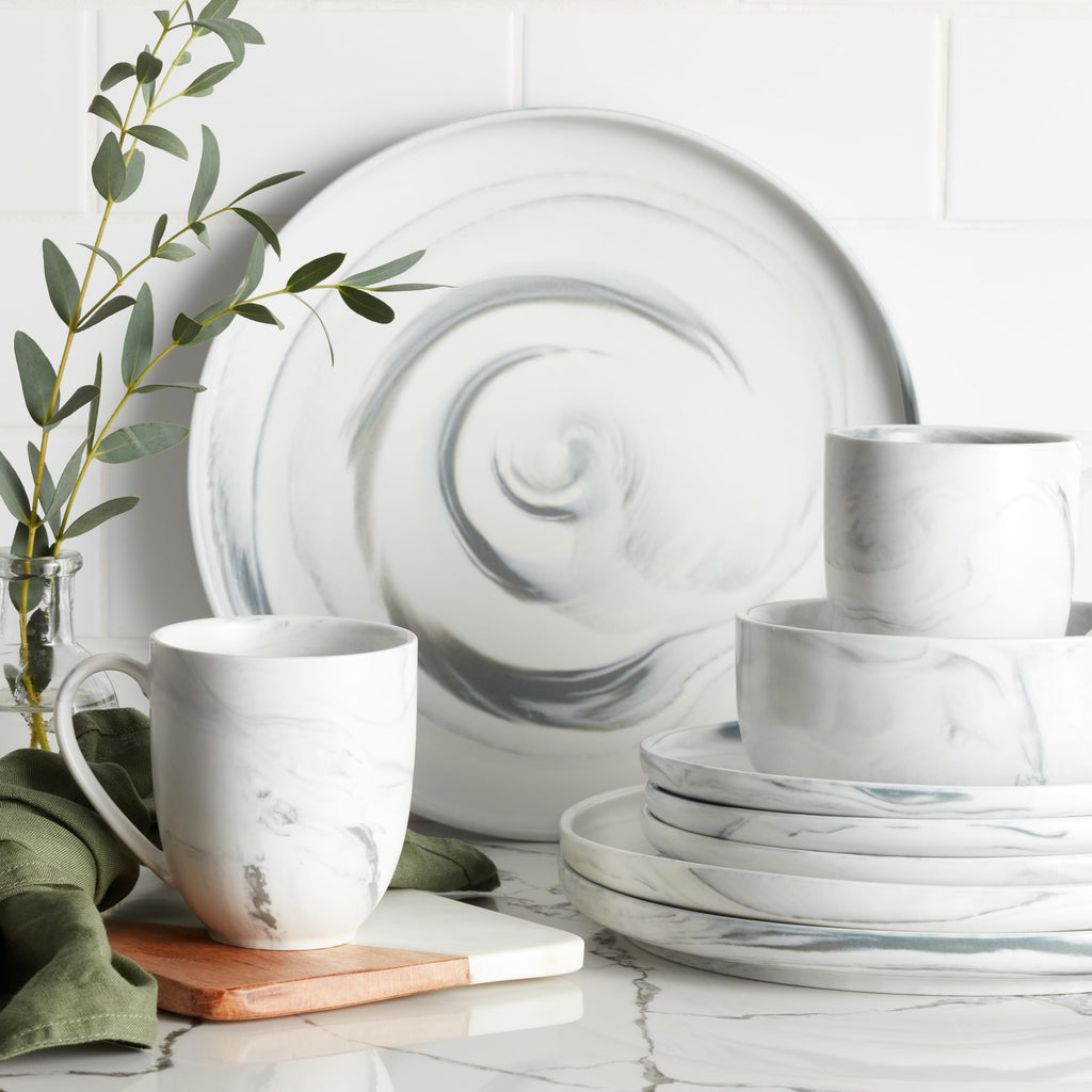 Lain Brighton 16-Piece Dinnerware Set Porcelain, Gray