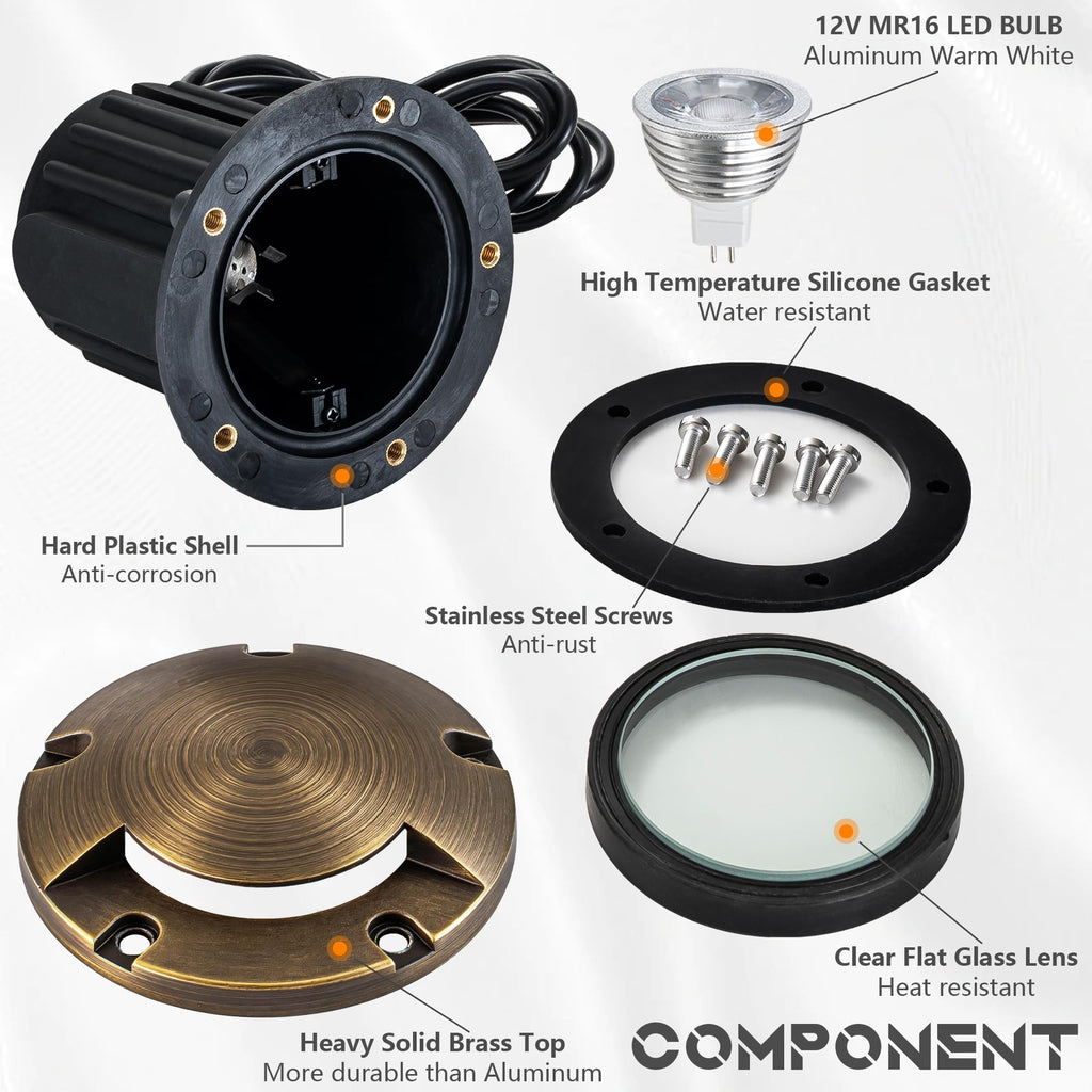 Brass Low Voltage Well Lights Landscape Lighting LED 12V Outdoor In Ground Lights Landscape Lights for Deck