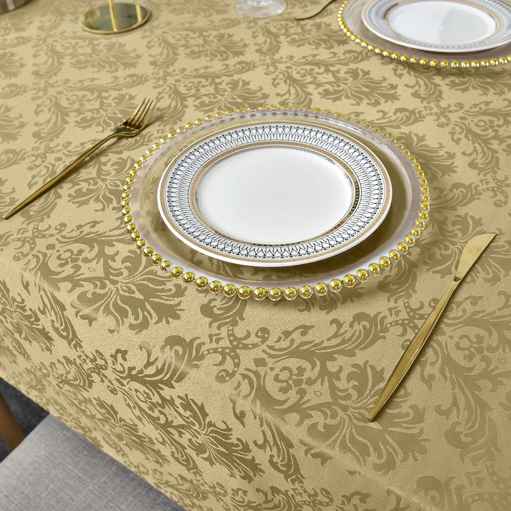 Golden Yellow Fall Jacquard Tablecloth, 60 x 102 Inch Rectangle