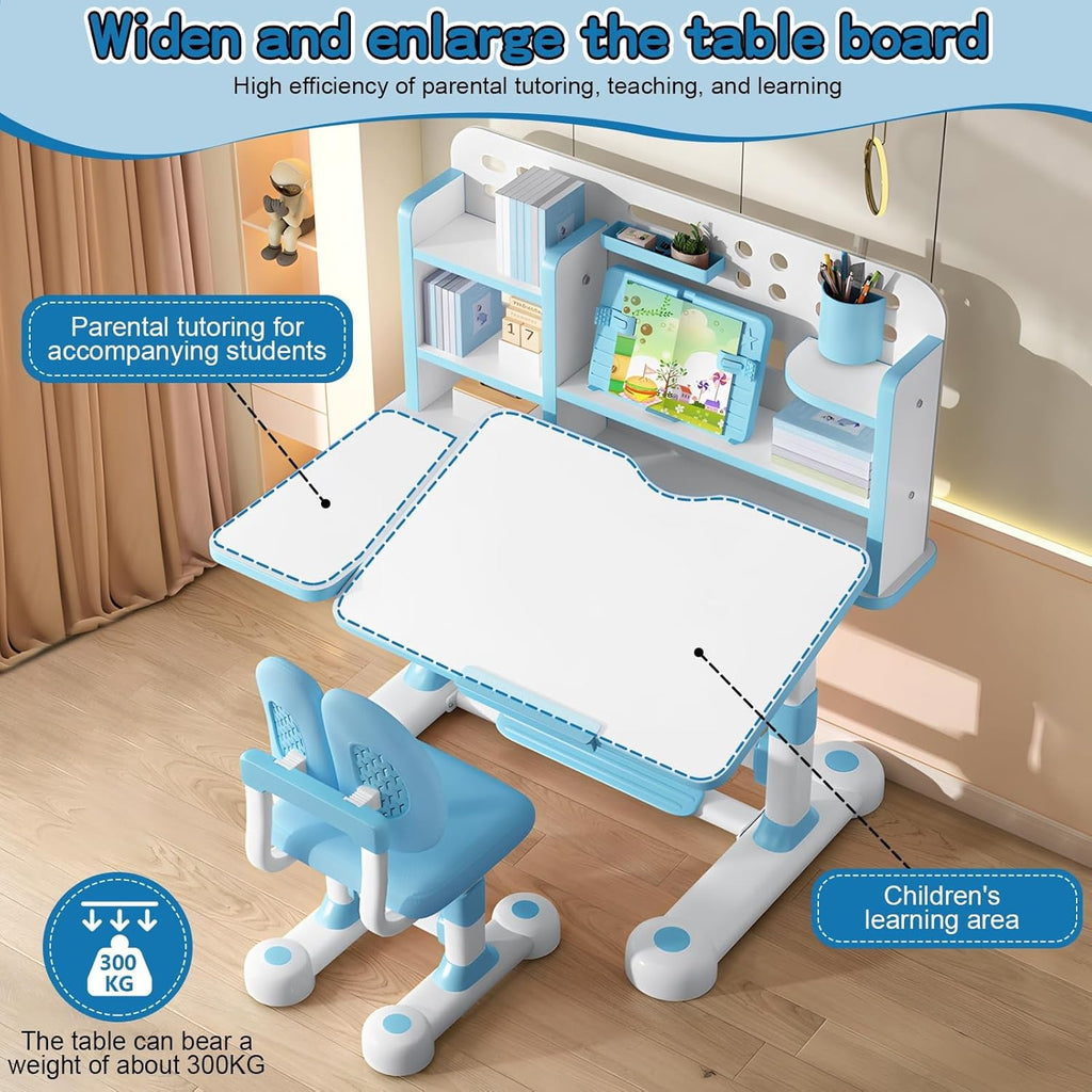 Kids Study Desk And Chair Set, Height Adjustable Children's Study Desk And Chair Set Toddler Learning Table and Stool