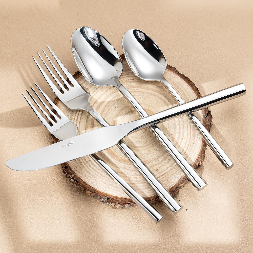 Silverware Set, Flatware Set with Hexagon Handle 20 Pieces 18/0 Stainless Steel Cutlery Set for 4 Mirror