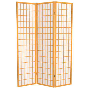 6 ft. Tall Window Pane Shoji Screen - Honey - 3 Panels
