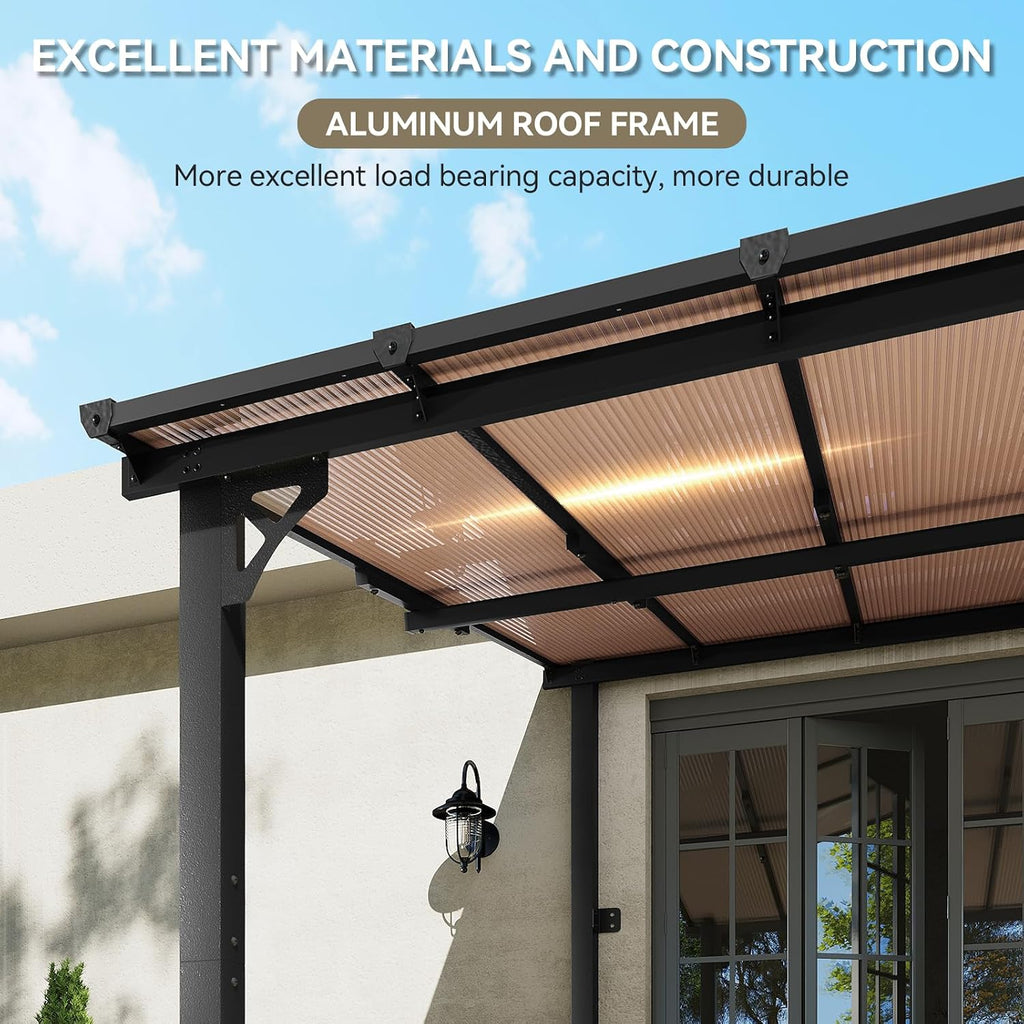 8'x10' Gazebo, Wall Mounted Gazebos Pergola on Clearance, Outdoor Patio, Large Wall-Mounted Heavy Duty Awnings, Decks