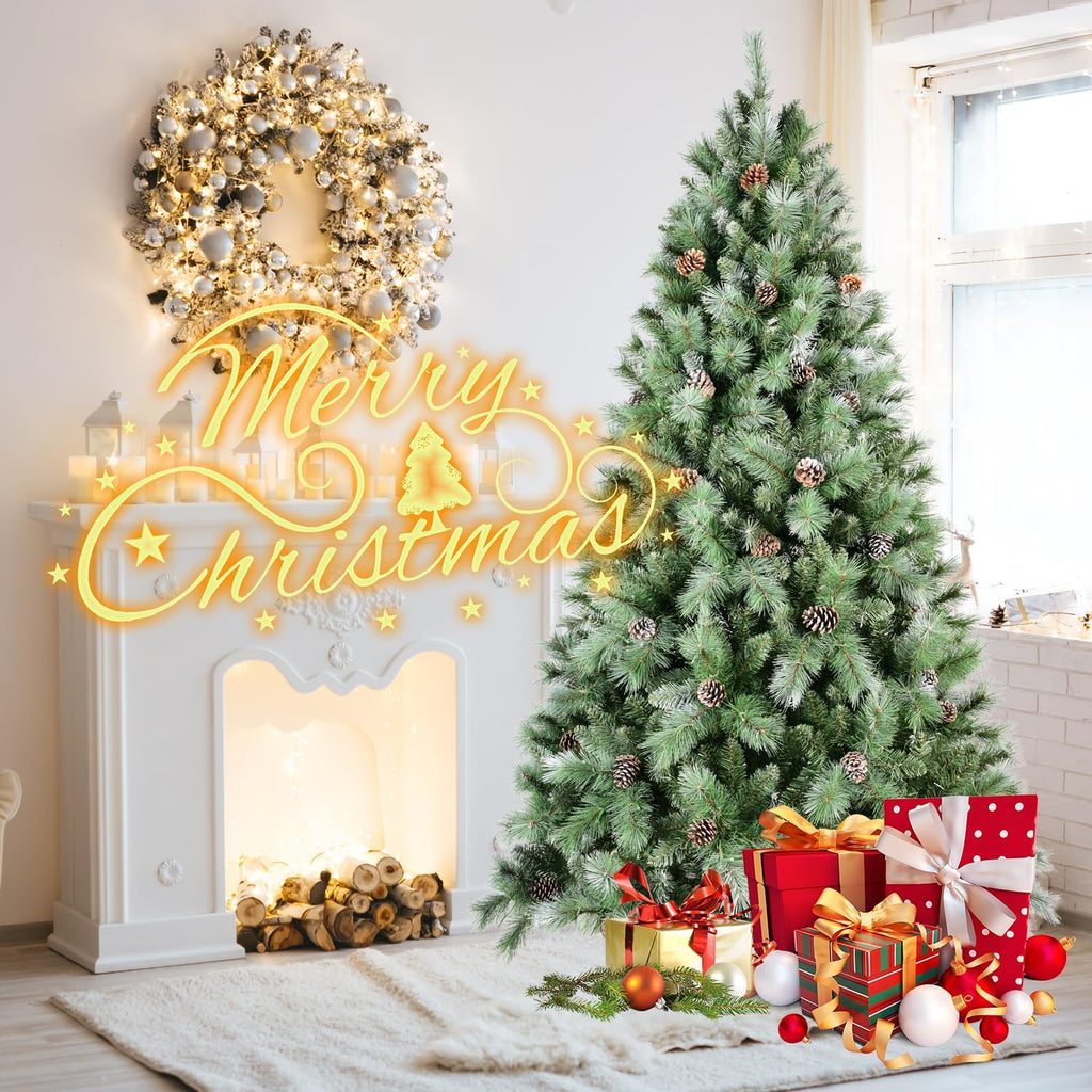 Christmas Tree, 1858 Tips, Pine Cones, PVC & Hard Needle, Green