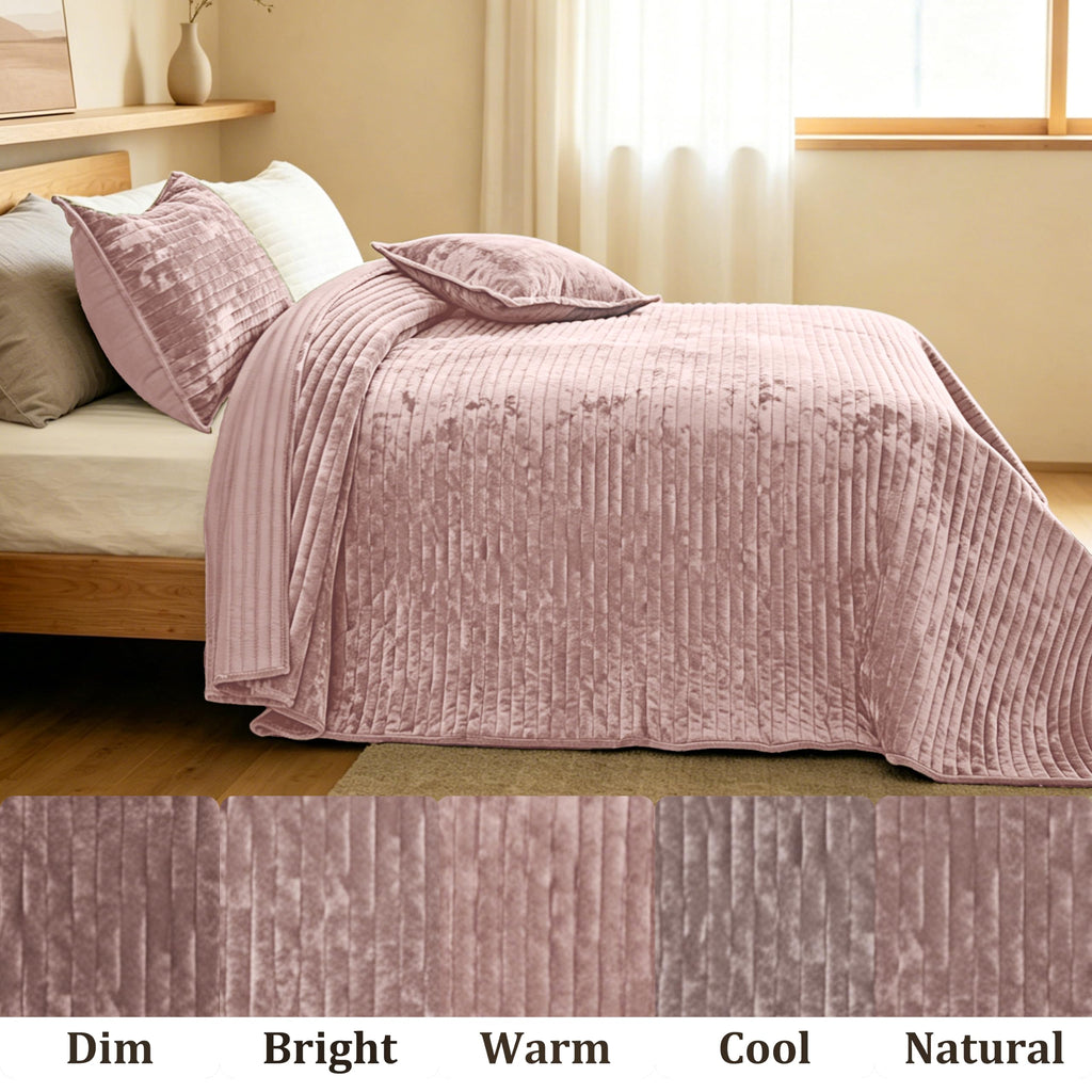 Oversized King Quilt 120x128 Velvet Bedspread with Shams