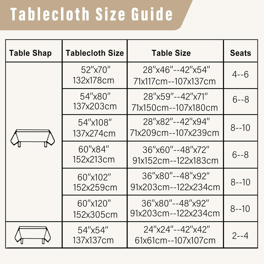 Rectangle Faux Linen Tablecloth, Table Cover, 60 x 120 Inch, Beige